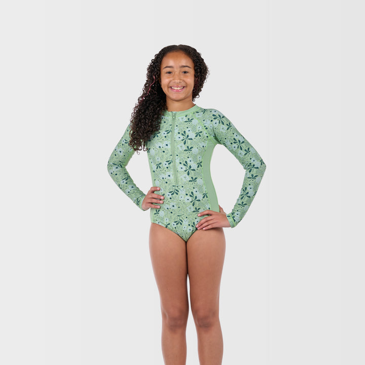 Daphne Long Sleeve One Piece Swimsuit - Meadow - Side