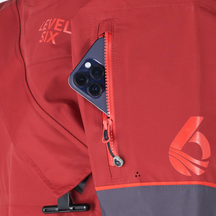 Freya Women's Dry Suit — Merlot, pocket detail