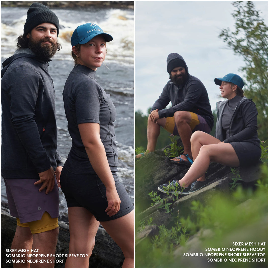Sombrio Short Sleeve Neoprene Top — Black Heather (6)#colour_black-heather